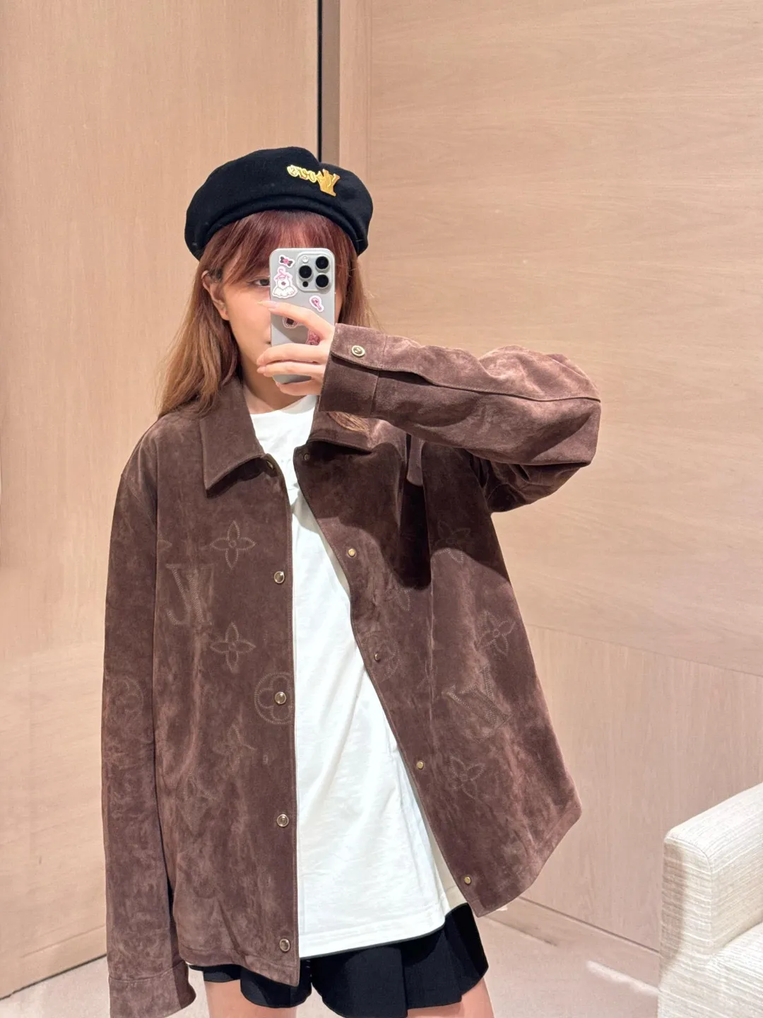 Louis Vuitton/Louis Vuitton presbyopia embroidered suede jacket